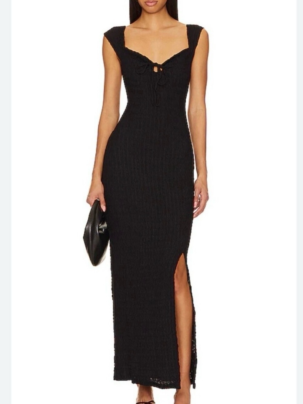 🌴FREE PEOPLE (FP BEACH) Eleni Bodycon Stretch Maxi Dress in Black - Size Small - Picture 10 of 10